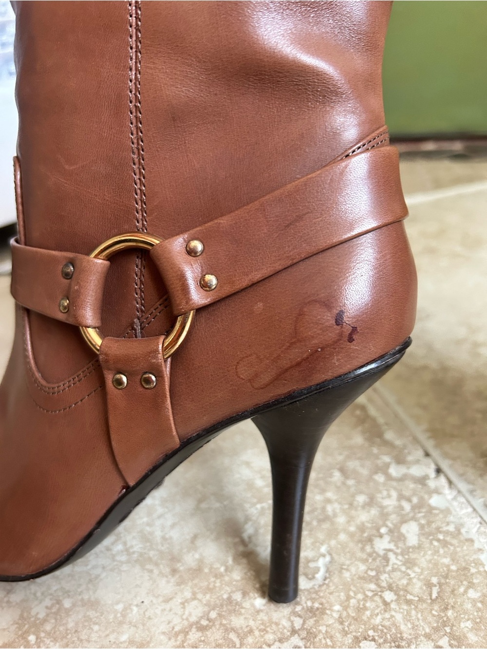 Michael by Michael Kors Brown Genuine Leather Buckle Heeled Boots 9M - Picture 7 of 9